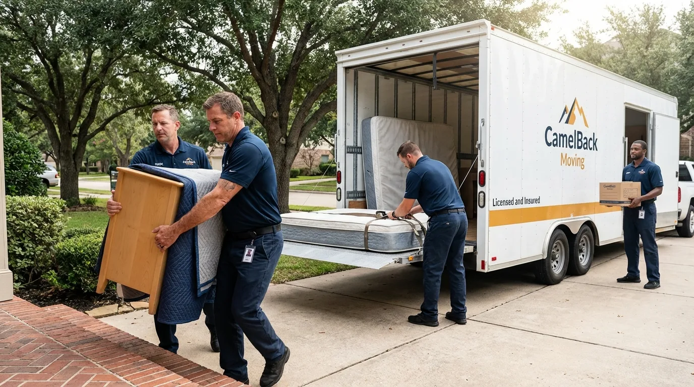 Crew loading residential truck for cross-state move from Richlands, VA