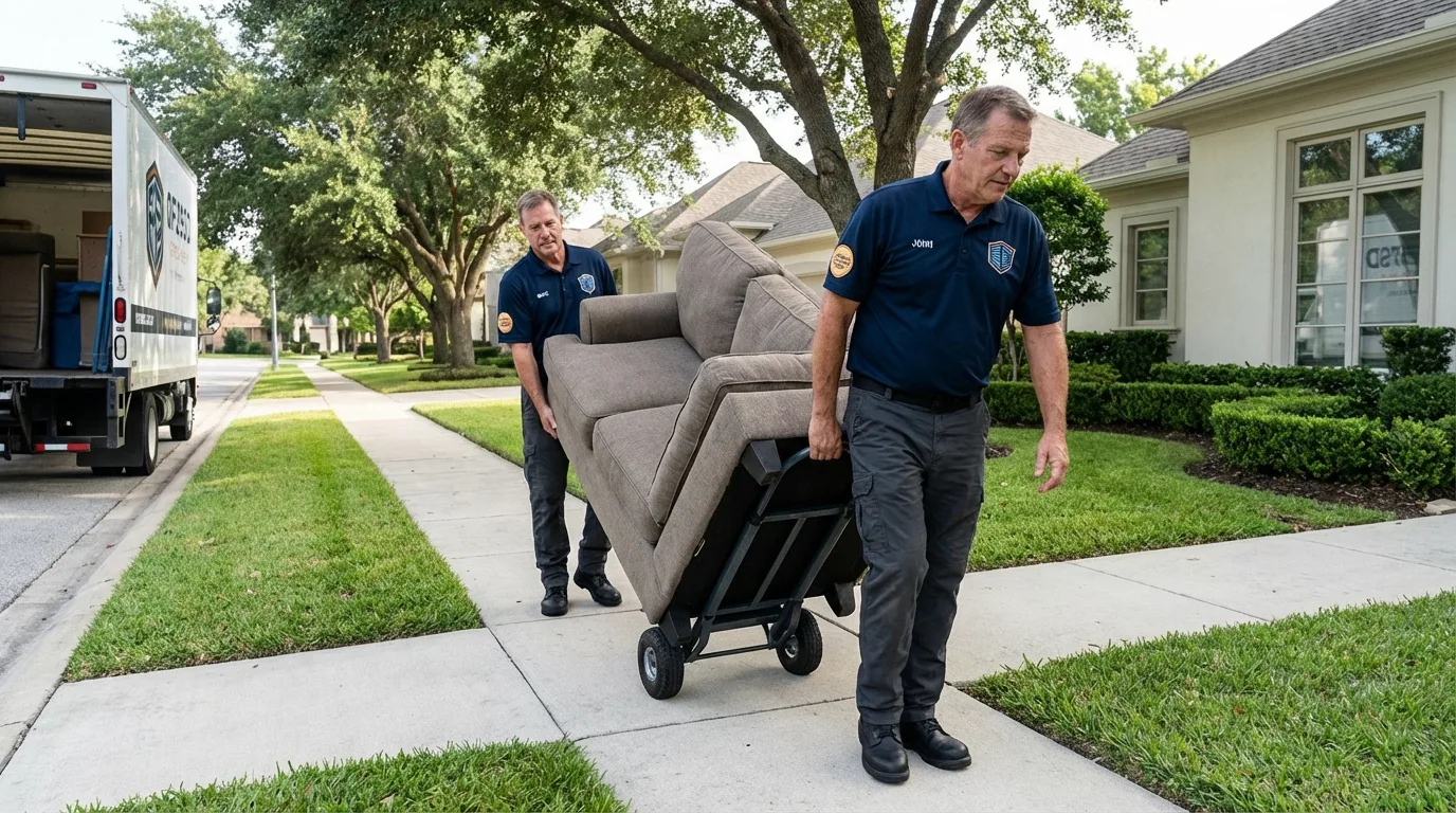 Local residential moving crew loading furniture in Richlands, VA